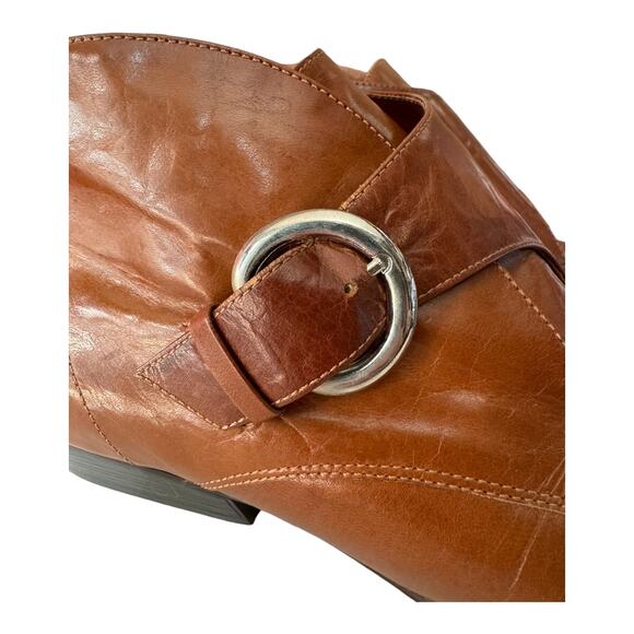 Vintage 9 West Mercedes brown boots with side buckle strap closing size 7.5 - Picture 4 of 16